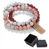 Set of 3 Bracelets 8 Mm Stone White Howlite Jasper Picasso Agate Coffee