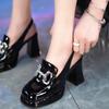 Сандалии со стразами Mary Jane Rhinestone Comfort Shoes Женские летние туфли на квадратном каблуке для девочек на высокой платформе в стиле ретро