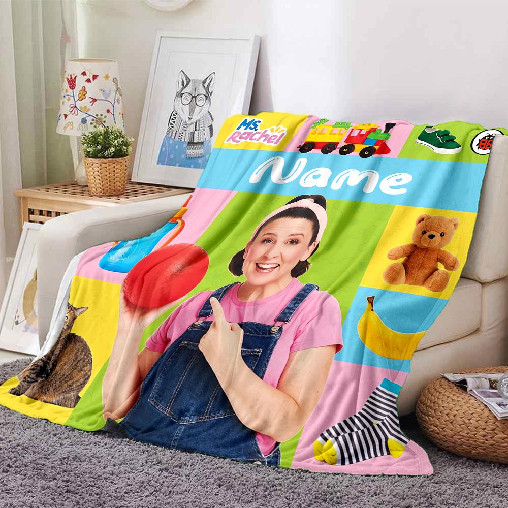 Customiz Name Personality Ms. Rachel Blanket Soft &Warm Sofa Office Bed Travel Lunch Break Blanket, Gift Suitable All Seasons