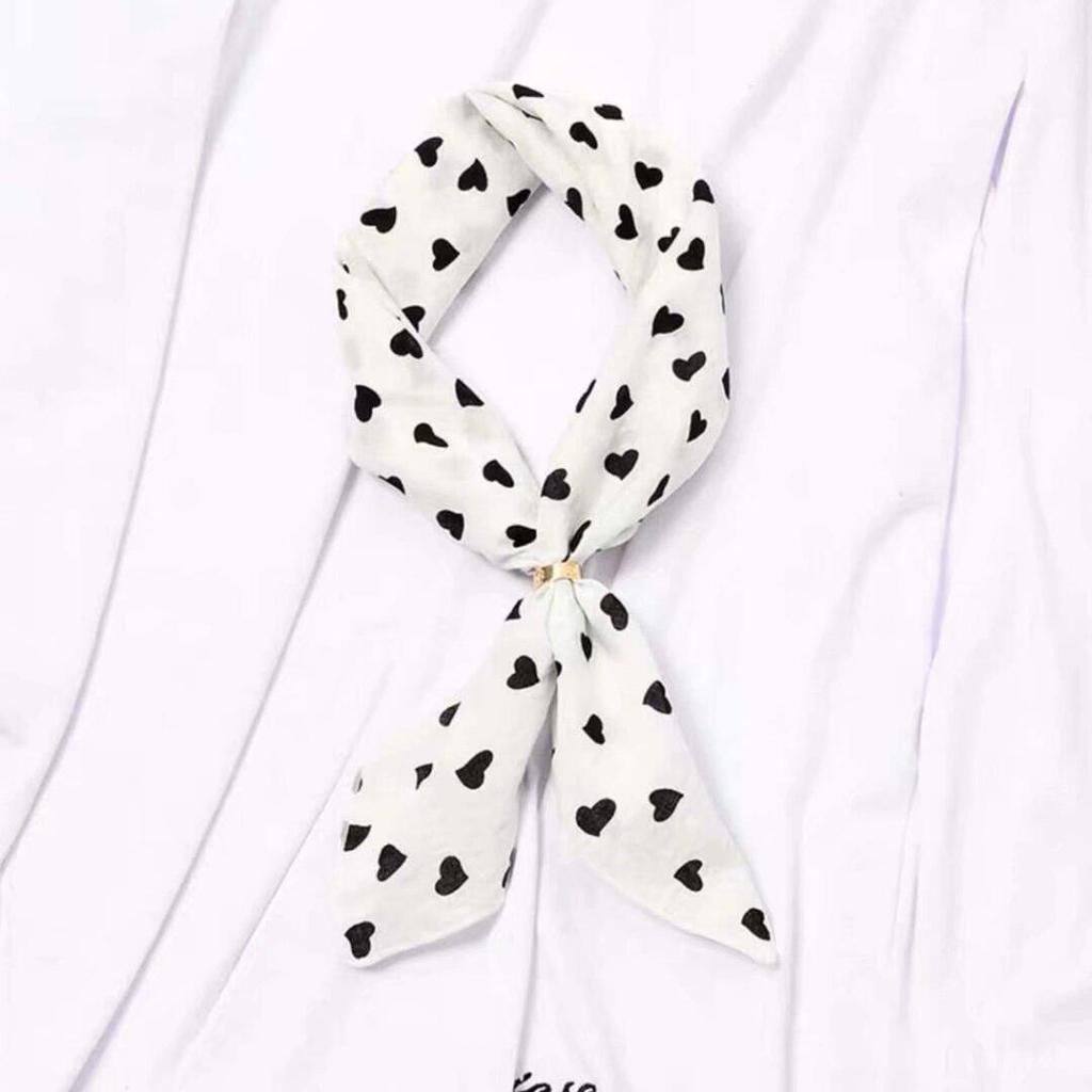 Retro Green Floral Small Silk Scarf - Korean Style Women's Versatile Autumn/Spring Accessory, Thin Square for Neck or Headband