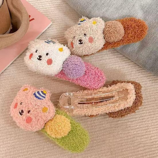 Colorful Lamb Headband Anti-Slip Soft Plush Face Washing Hair Pin Cartoon Bear Decor Makeup Hair Hoop