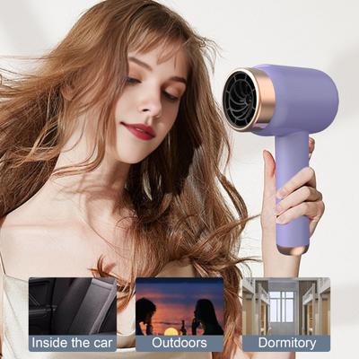 Беспроводной фен для волос с 3 скоростями, перезаряжаемый, высокоскоростной, быстрой сушкой, низким уровнем шума, портативный, для путешествий, кемпинга, пляжа, для женщин, фен
