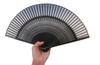 VX Folding Openwork Glossy Silk with Fan, Design, Frame, Fabric, Black, 22cm, Pouch, VX-159-26-001