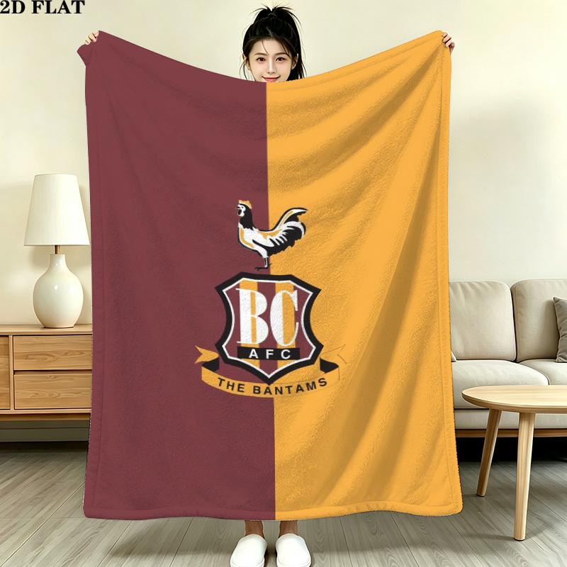 Bradford City Afc Print Flannel Blanket, High quality Comfortable for All Seasons, Home Decor, Warmth and Comfort, Perfect for Christmas Gifts