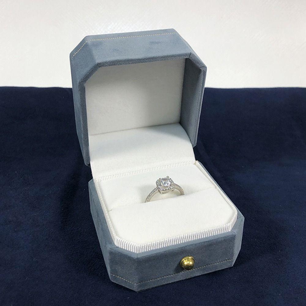 Восьмиугольная коробочка для обручального кольца, бархатная упаковочная коробка для ювелирных изделий для предложения руки и сердца