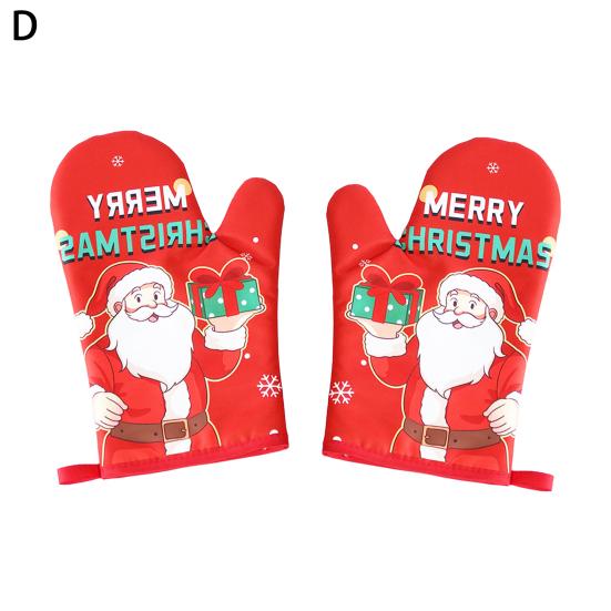 Рождественские утепленные перчатки Yousheng, утолщенные прихватки для выпечки, дизайн с петлей для подвешивания, термостойкие кухонные перчатки для выпечки, приготовления пищи на гриле