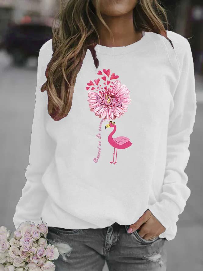Women's Printed Round Neck Long Sleeve Sweatshirt