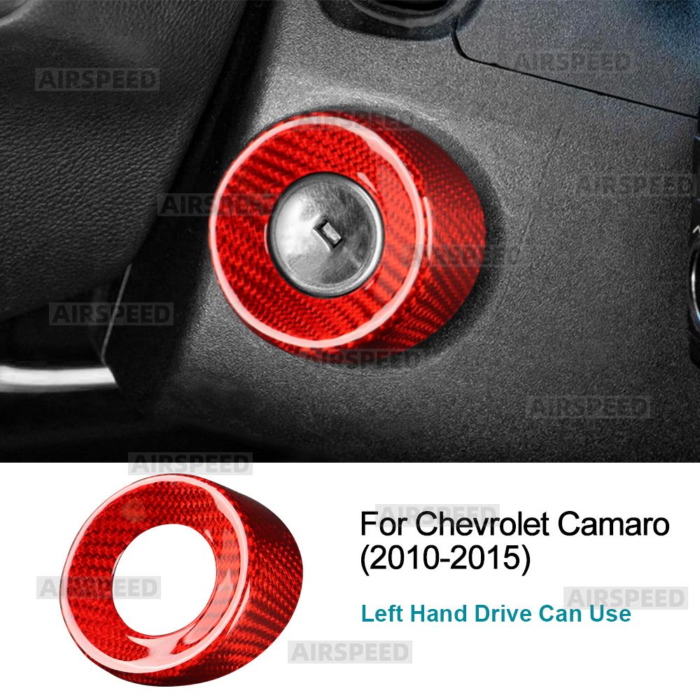 Real Hard Dry Carbon Fiber for Chevrolet Camaro 2010 2011 2012 2013 2014 2015 Car Ignition Key Start Ring Sticker Interior Trim