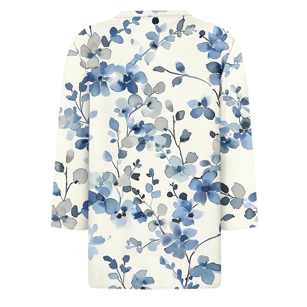 Женская футболка с принтом, рукав 3/4, повседневная, модная, на выходные, базовая, с круглым вырезом, стандартный топ