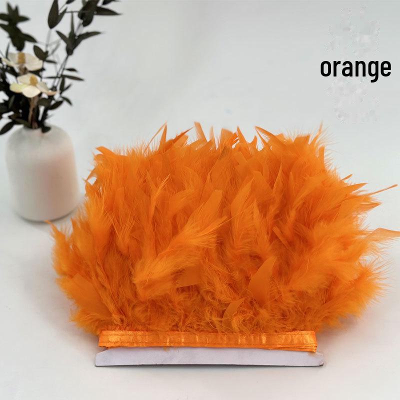 Red Lace Net Turkey Feather Strips for DIY Handmade Wedding Dance Costumes and Decorations