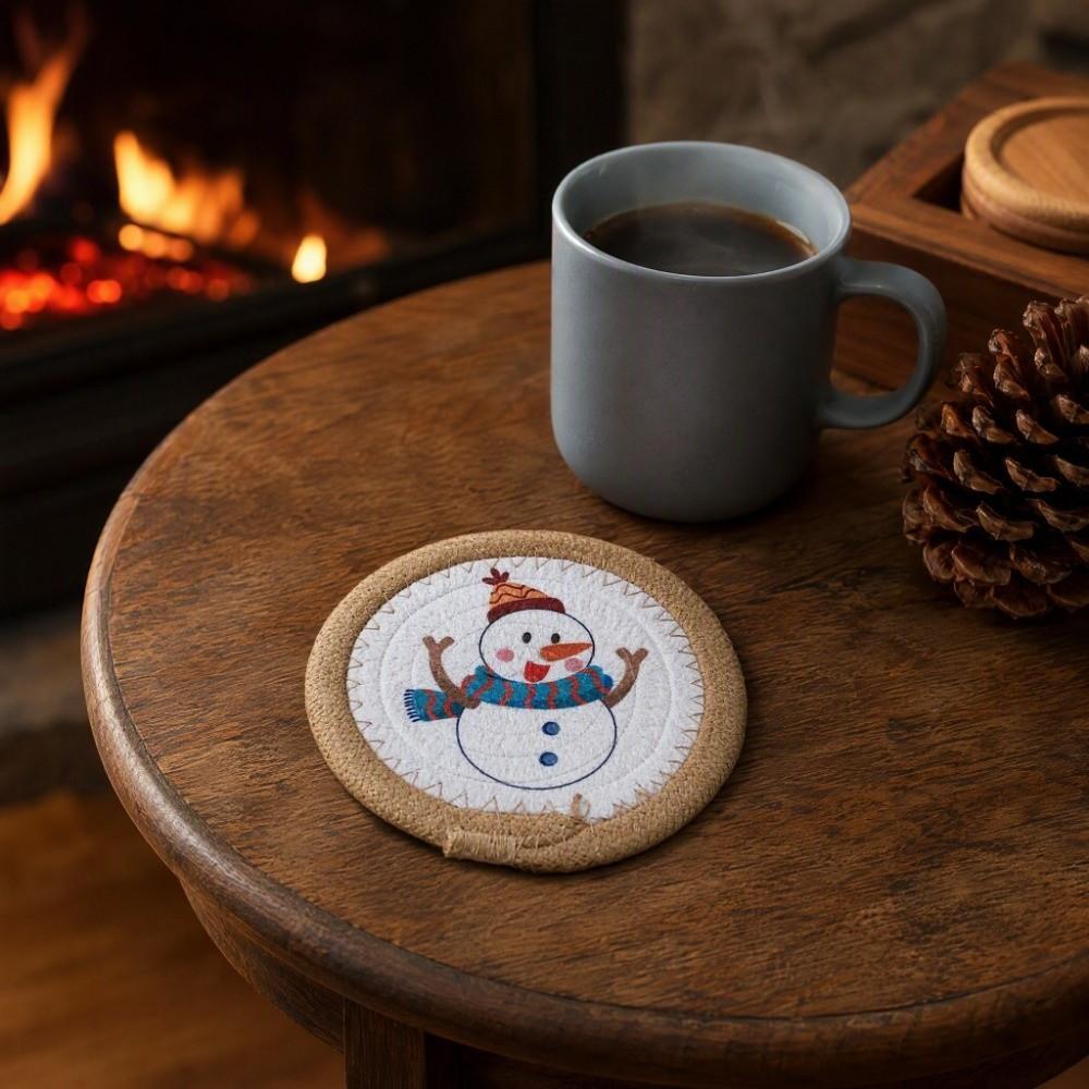 Woven Cotton Rope Christmas Coaster Heat Resistant Insulated Mat Snowman Pot Table Mat Kitchen