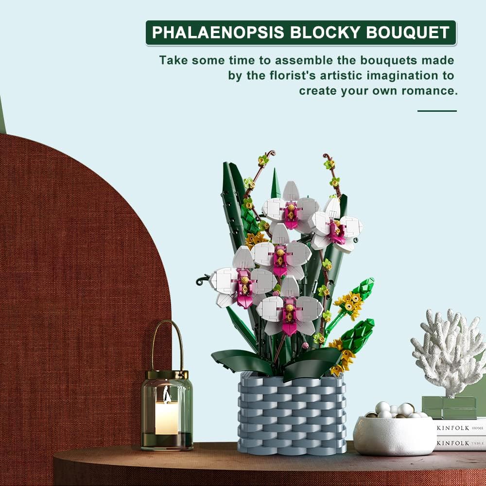MOULD KING Цветочный строительный набор Лилия, искусственный цветок, набор строительных игрушек, модель цветка для девочек, мамы, подруги, подарок на день рождения