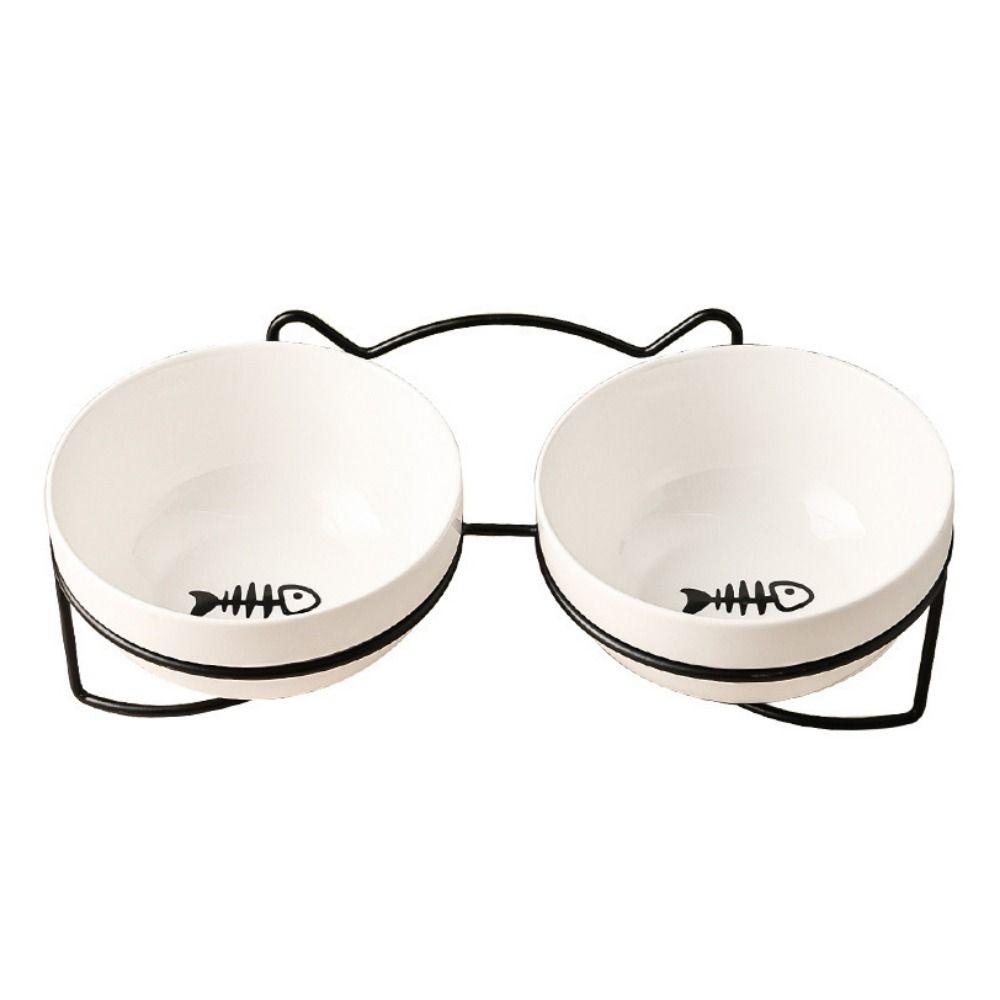 Круглая тарелка для котенка, двойная миска, керамическая миска для кошек, поилка для кошек, приподнятая поилка для щенков