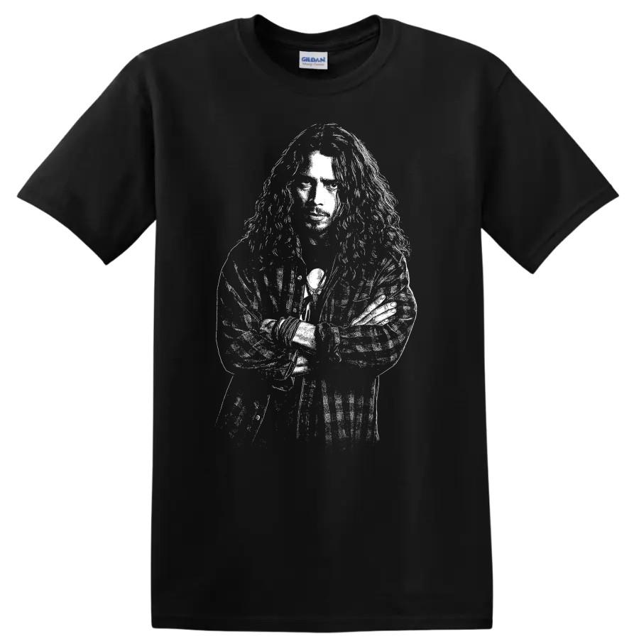 Chris Cornell T Shirt Rock Legend Portrait Grunge Music Singer Fan Tribute Tee