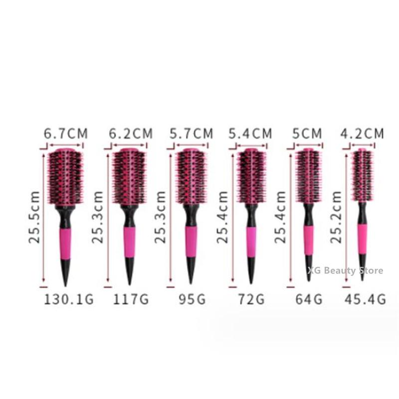 1/6pcs Pink Wooden Round Hair Comb Brush Professional Boar Bristle Hair Brush Mix Nylon Hair Brush Hairdressing Styling Tool