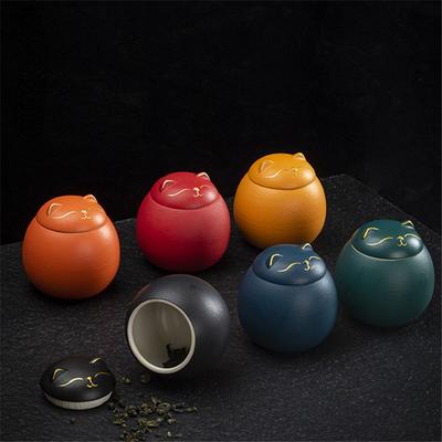 Керамическая банка для чая в виде кошки, органайзер для хранения, фарфоровая коробка для чая с крышкой, влагостойкий подарок, симпатичные домашние питомцы, герметичная банка для чая