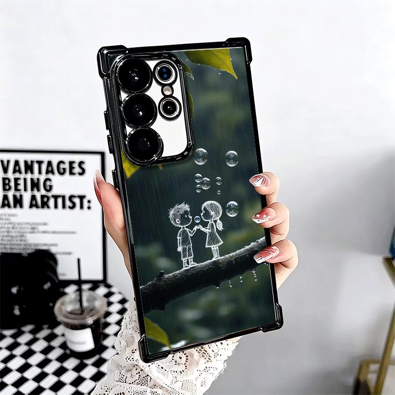 Nature Cute Child Painting Style Soft Phone Case For Samsung Galaxy S26 Ultra S25 Edge S24 FE S23 Plus S22 S21 + S20 Plating Ant