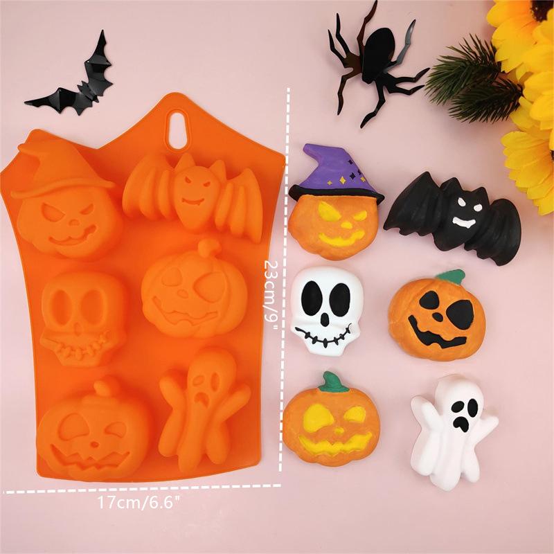Halloween Moulds Nonstick Silicone Pumpkin Mold Skull Bat Ghost Shape Chocolate Candy Mold Baking Cake Pudding Cookie Cupcakes