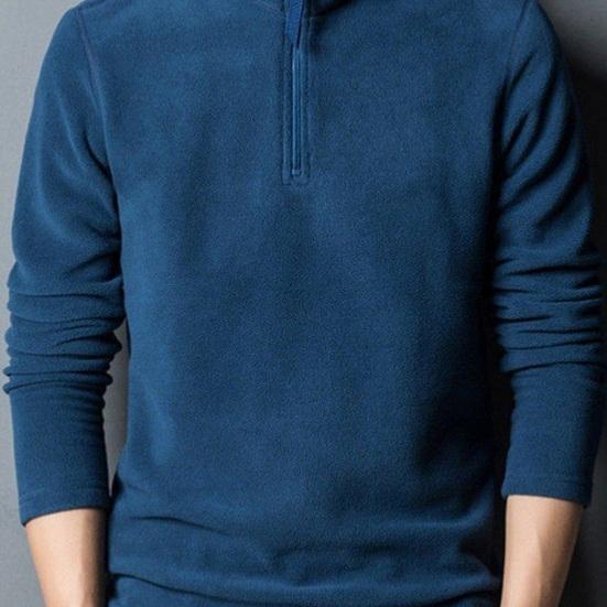 Мужская толстовка на осень-зиму, на молнии, со стойкой, с длинным рукавом, из толстого полар-флиса, однотонная, с длинным рукавом, защита шеи