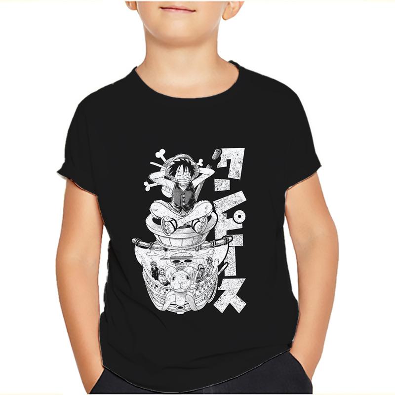 One Piece Luffy футболка Four Emperors короткий рукав Zoro Sanji Chopper Ace Law футболка детская одежда модные костюмы для детей топ