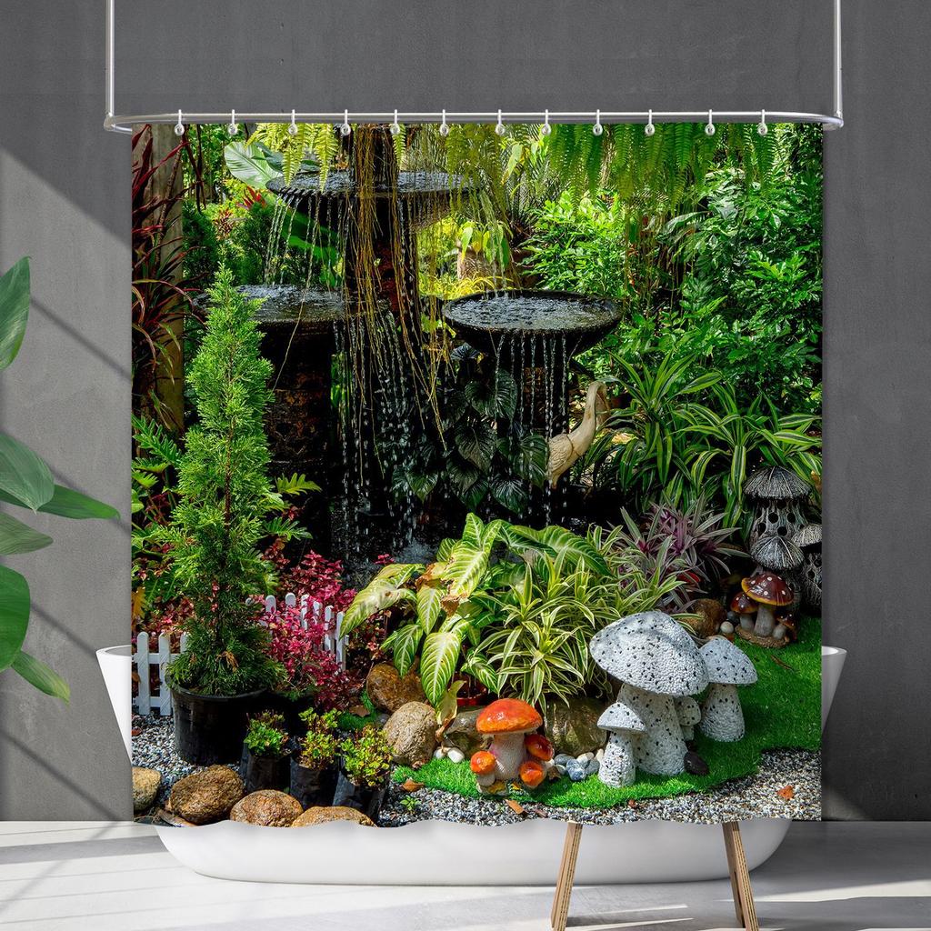 Водонепроницаемая штора для ванной, цифровая печать, растение, гриб, занавеска для душа, без пробивки, перегородка для туалета, ткань для душа