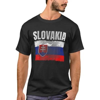 Футболка с принтом флага Словакии в стиле ретро, летняя, хлопковая, с коротким рукавом, с круглым вырезом, мужская, новая, S-3XL