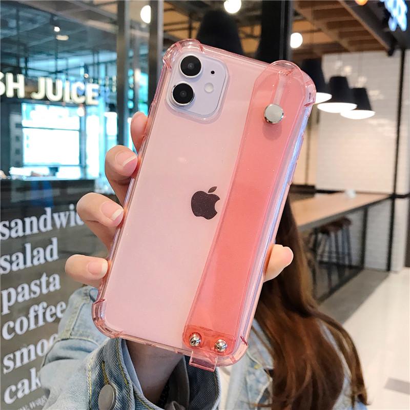 Прозрачный чехол для телефона с держателем браслета для Iphone 14 13 12pro 11pro Max Xr X Xs Max 14pro Max, мягкая силиконовая противоударная задняя крышка