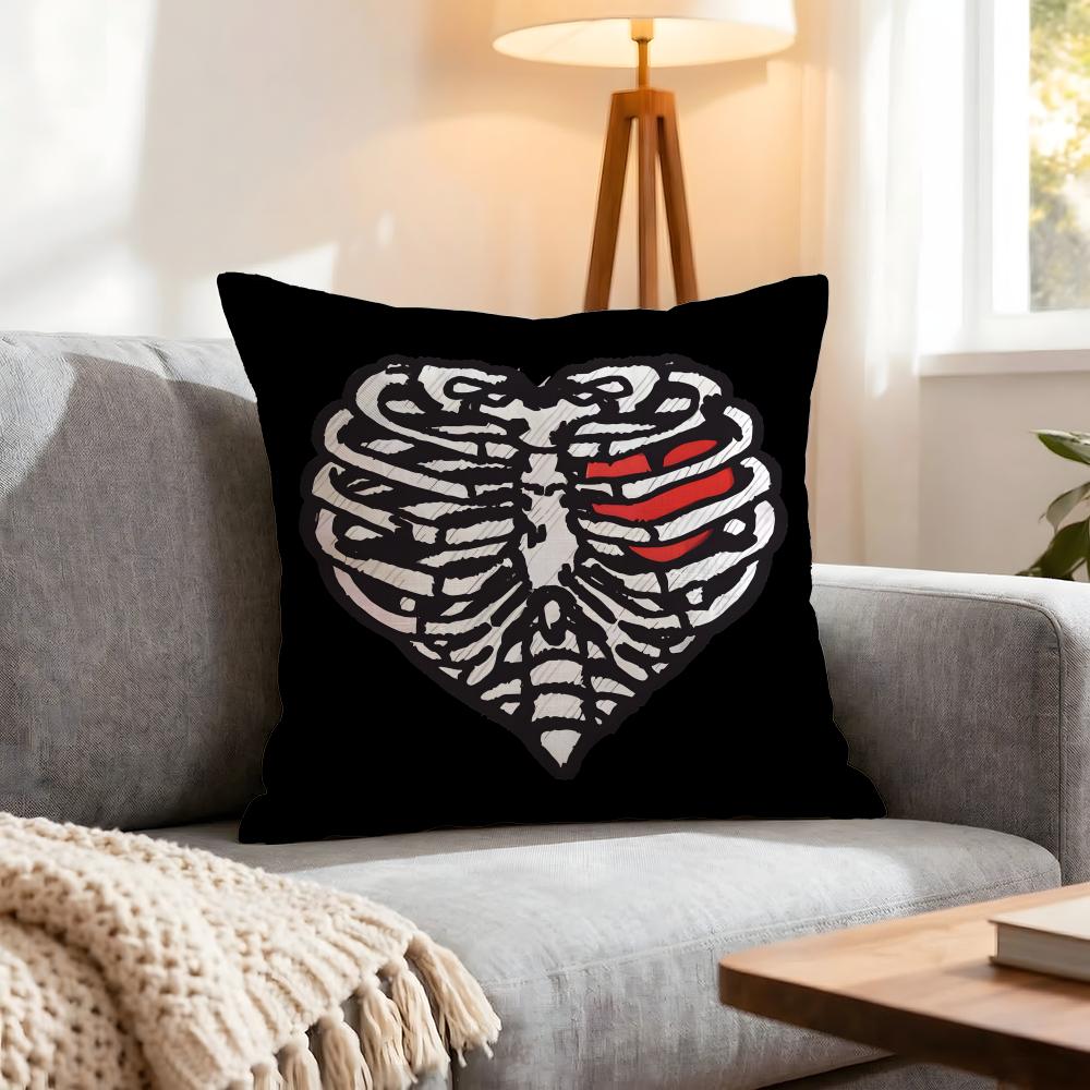 Pattern Skull Heart Cushion Cover 1Pcs Decorative Covers Soft Cushion Case For Sofa Couch Decor 40X40 45X45 Pillowcases