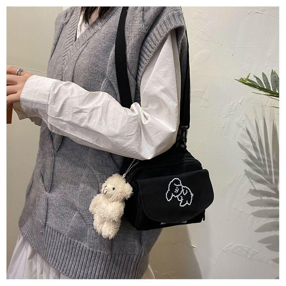 Сумка на плечо большой вместимости, милая холщовая сумка под мышкой в стиле Харадзюку, мультяшная сумочка, сумка через плечо, для женщин, для девушек