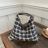 Корейская версия клетчатой сумки-мессенджера в иностранном стиле на цепочке, повседневная, на плечо, новая коллекция осень-зима 2025, сумка-тоут с бантом, рюкзак