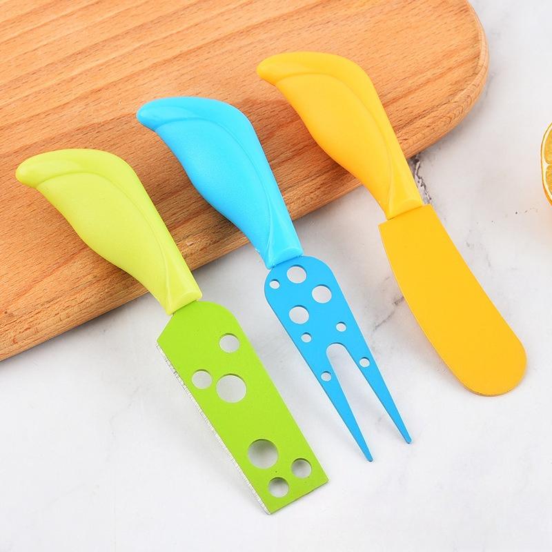 Colorful Cheese Set with Ergonomic Handles Stainless Steel Cheese Slicer Cutter Fork for Charcuterie Board7