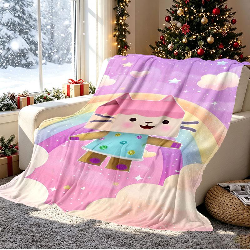 Gabby's Dollhouse Pattern Blanket for Home Decoration, Bed, Sofa, Car Travel, Camping, Suitable for All Seasons, Birthday Christmas Gift