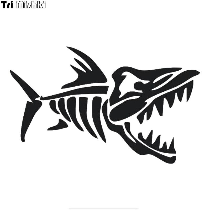 Tri Mishki HZX1515 Shark Bone Car Sticker Vinyl Decals Reflective Fishing Boat Sticker On Car Motorcycle Truck Bumper Windshield