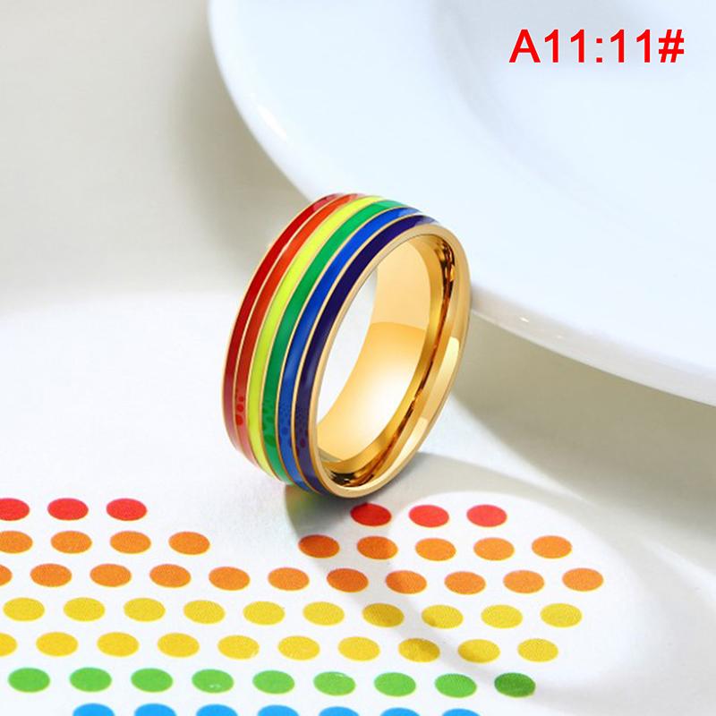 Эмалированное кольцо из нержавеющей стали с радужным ЛГБТ-кольцом для геев-лесбиянок
