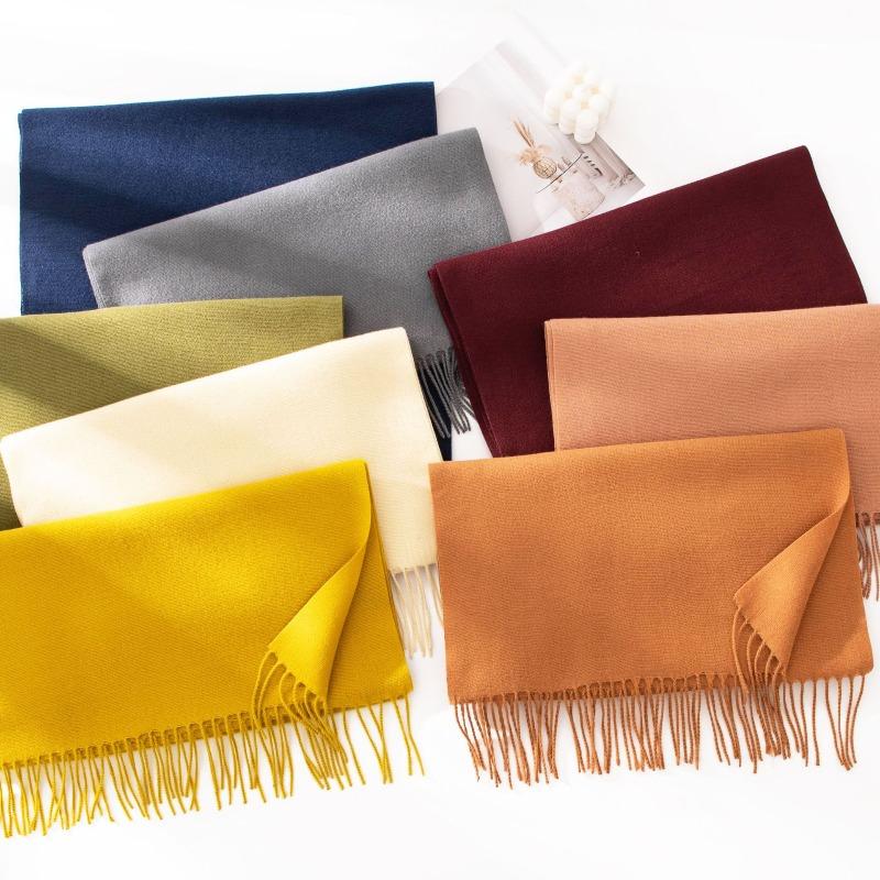 New Solid Color Maillard Imitation Cashmere Scarf for Women In Autumn and Winter High End Korean Style All Match Scarf Warm Shawl