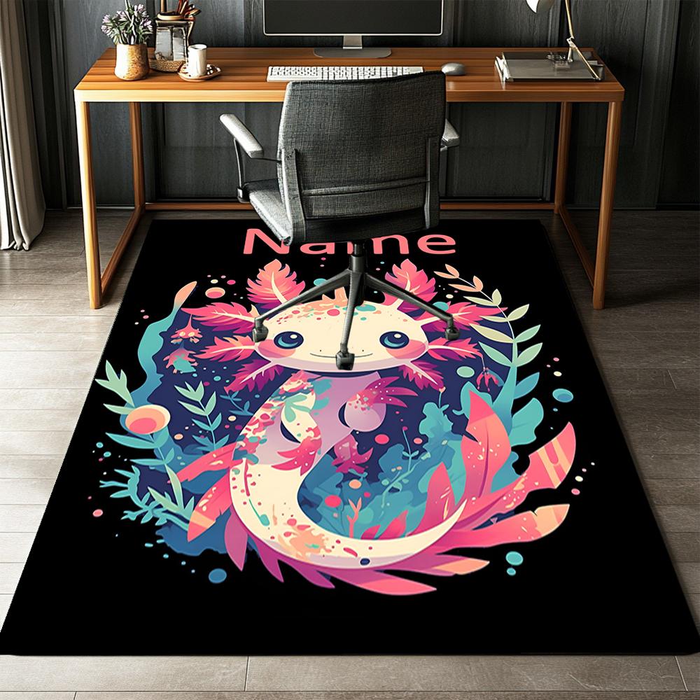 Custom Name Axolotl Printed Carpet,Rug for Office Chair Living Room Bedroom Kitchen Room Decor Gifts.