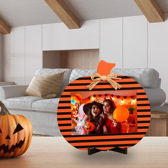 Хэллоуин деревянные фоторамки тыква клетчатый держатель для фотографий настольное украшение для дома ферма гостиная внутренний декор для вечеринки