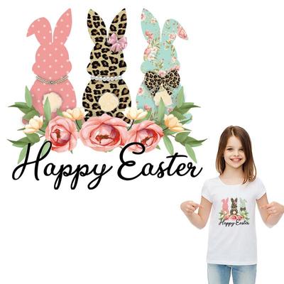 Кролик среди цветов, железная нашивка, модный аксессуар «сделай сам», футболка, платье, наклейки