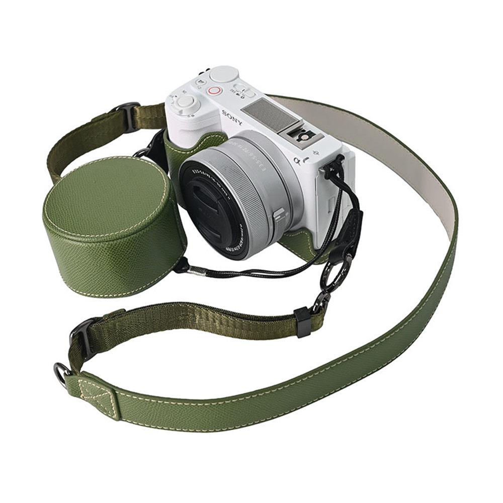 Сумка для камеры ZVE10II с отпечатком ладони, чехол из ПУ кожи на половину корпуса для Sony ZVE10 Mark II ZVE10M2 ZVE10II 16-50mm с крышкой для объектива