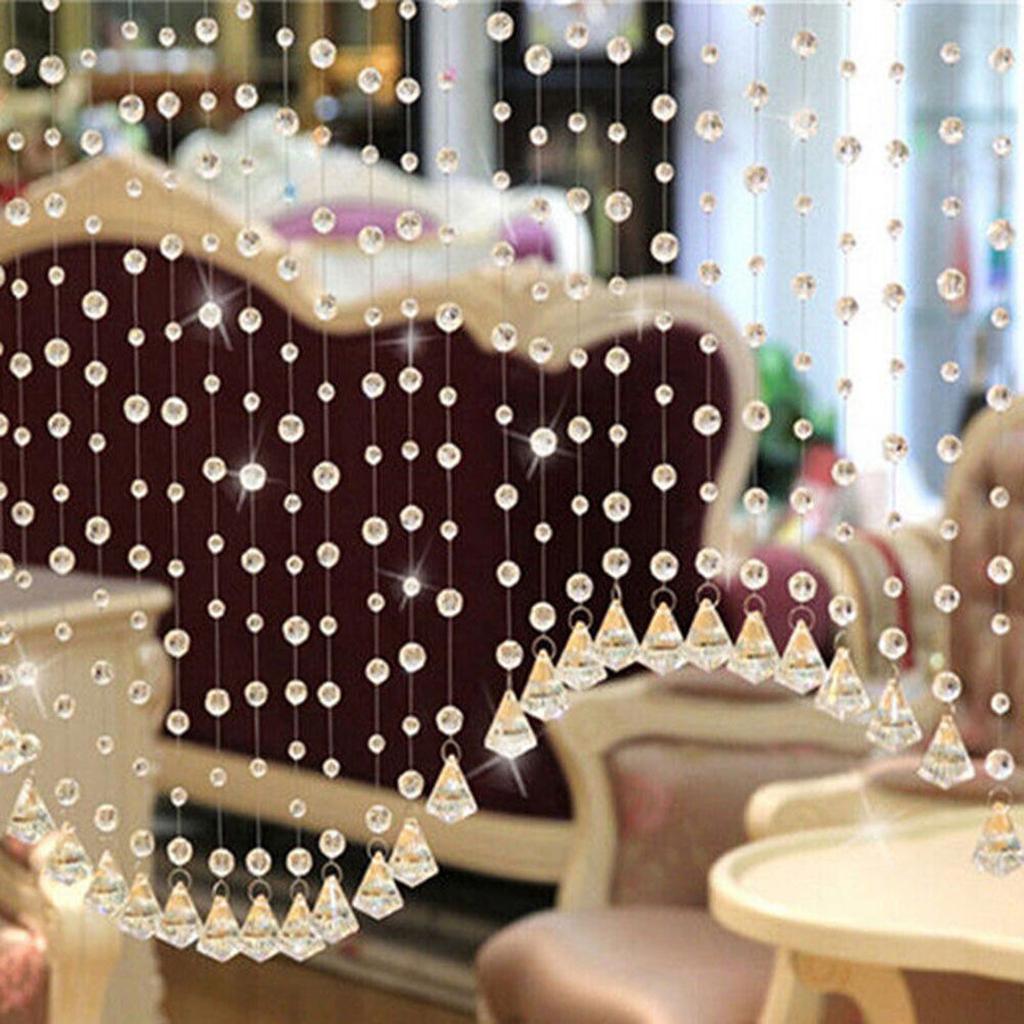 1 Luxury Glass Beads Door String Tassel Curtain Wedding Divider Panel Room Decor