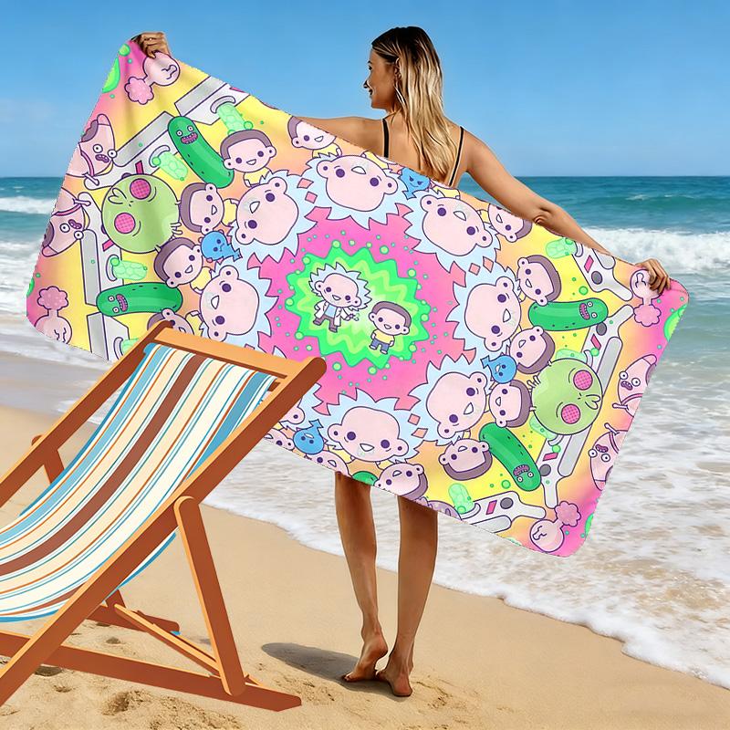 Rick and Morty Print Beach Towel, Large Soft Quick Dry Towel for Beach Camping Swimming