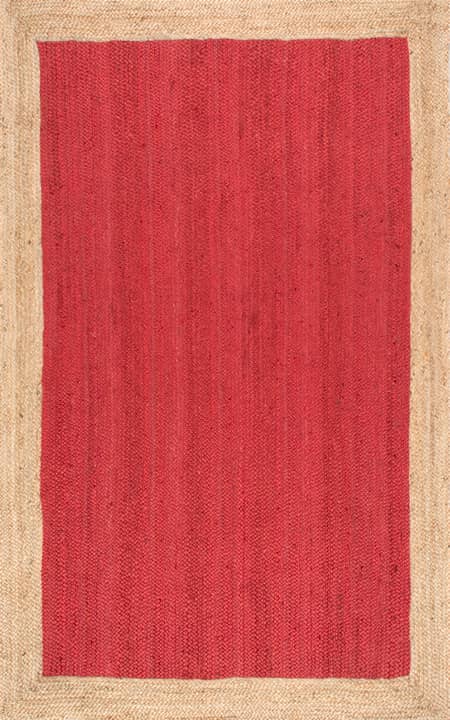 Red Jute Simple Border Area Rug