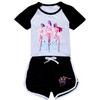 Kids Girls Anime Cartoon POP Singer Super Star Zoey Rumi Mira Print Short Sleeves T-Shirt Shorts Pants Casual Clothes Set