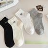 Summer Thin Mid-calf Cotton Socks, Short Calf Bow Breathable Ballet Style Hollowed-out Short Socks for Women, Anti-slip