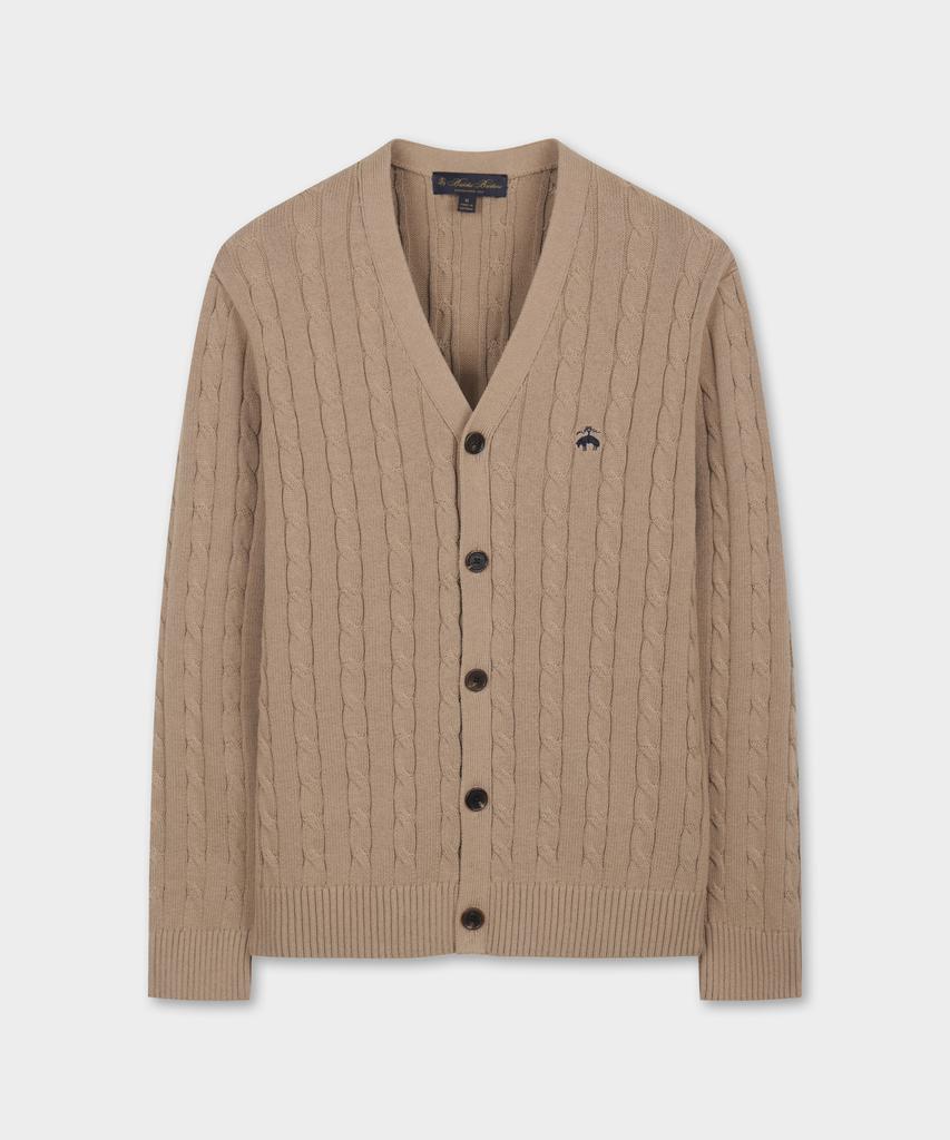 Хлопковый кардиган в косую вязку Brooks Brothers (бежевый) (Bbwcmbg101)