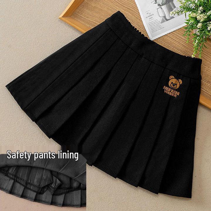 Клетчатая плиссированная юбка для девочек - Осень/Зима 2023, Модная короткая юбка в корейском стиле