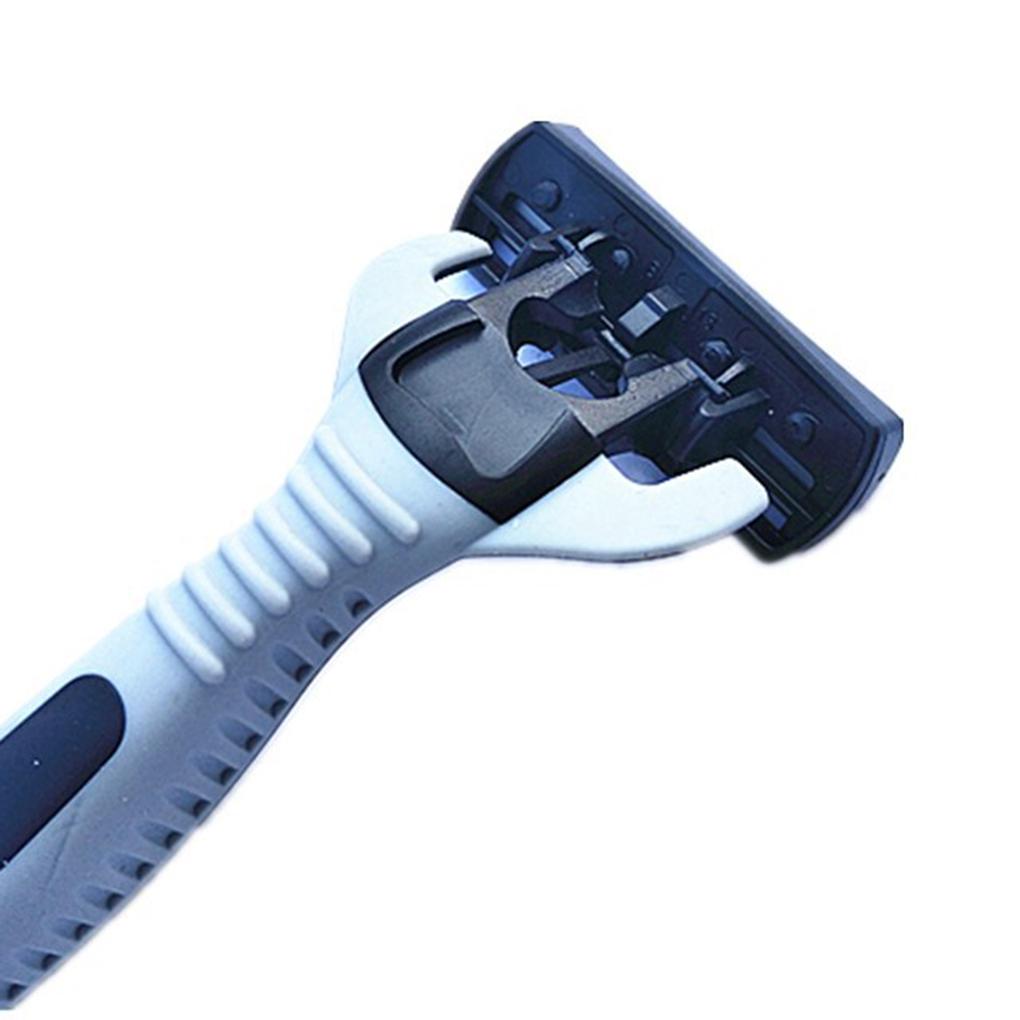 Men Trimmer Handheld Beard Facial Shaver Portable Travel Pocket Washable Reusable Hair Shaving Tool with 12 Heads