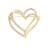 Двойная брошь в форме сердца, элегантная женская булавка из нержавеющей стали, устойчивая к окислению, универсальный аксессуар для свадебного корсажа