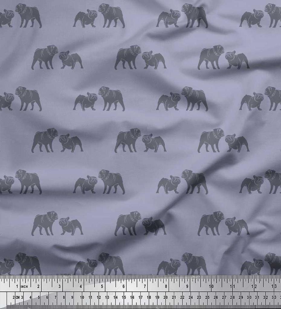 Soimoi Японская креп-сатиновая ткань с принтом Bull Dog на метр шириной 42 дюйма