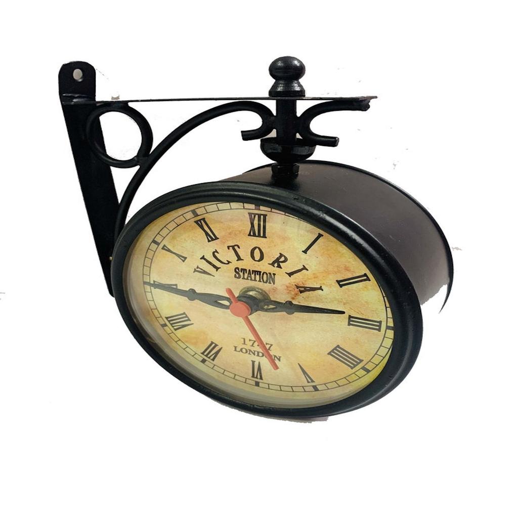 4" Black Finish Victoria Station Double Sided Wall Clock/Home & Office Decorative Clock/Best for Gift